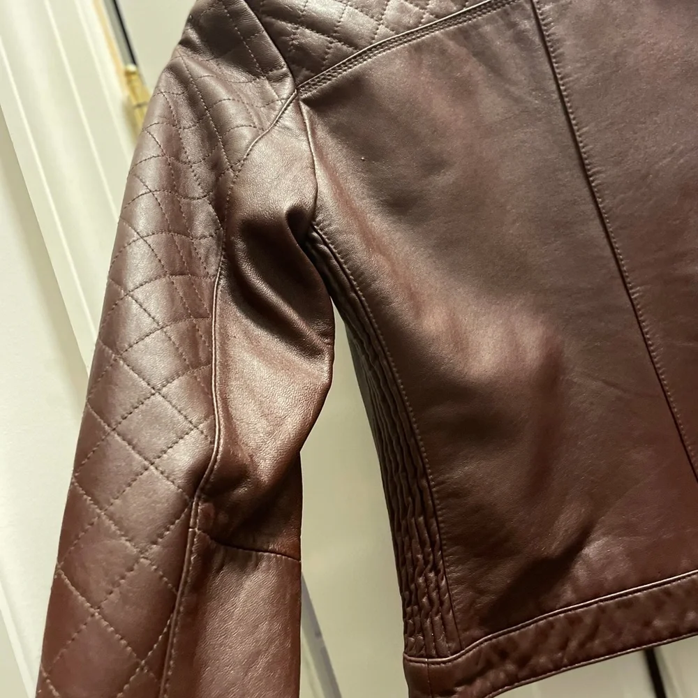 Bagatelle Brown leather jacket - Picture 4 of 10